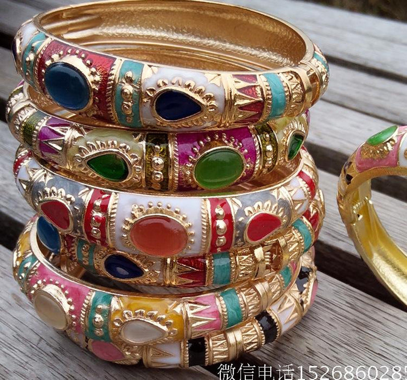 Wholesale 12pcs Cloisonne Children's and Adult's Thin and Wide Flower Bracelets