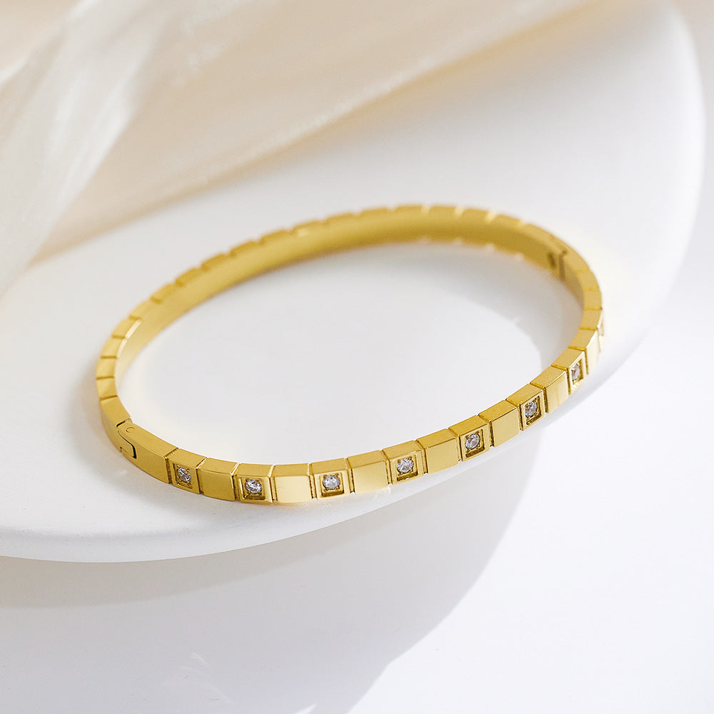 Wholesale Zircon Gold Titanium Steel Bracelets