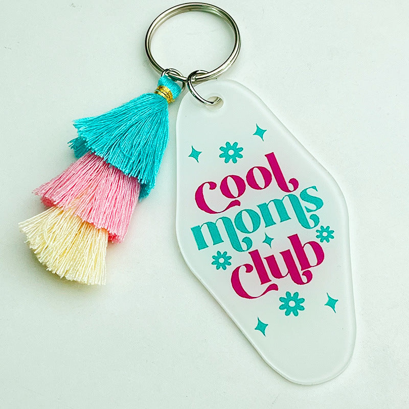Wholesale 2pcs Mother's Day Acrylic Coffee Three Layer Color Tassel Keychain