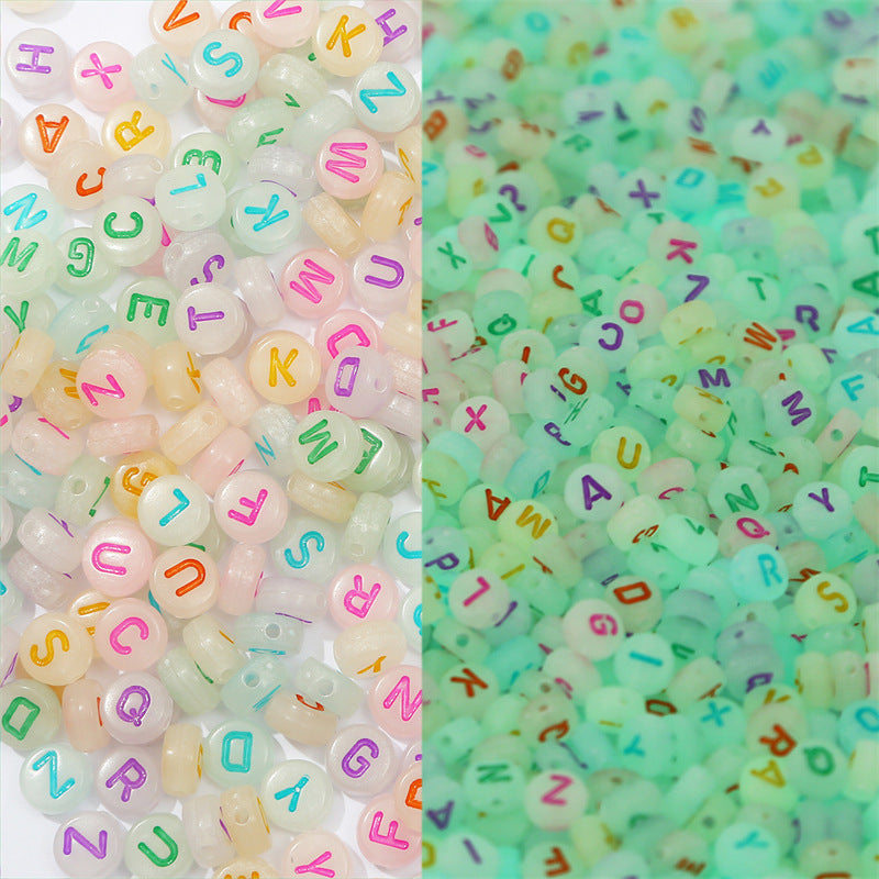 Wholesale Acrylic Luminous Heart English Letter Beads Number Beads