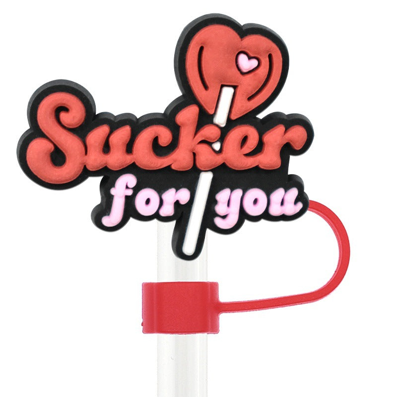 Wholesale Valentine's Day series straw cap dust plug 10mm reusable straw plug dust-proof straw cap