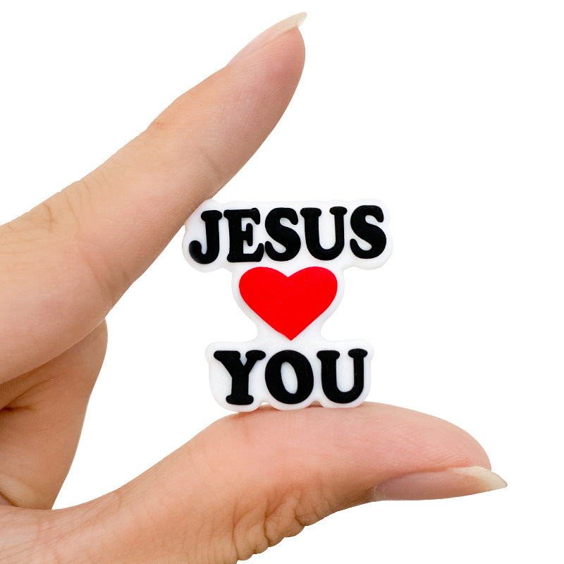 Wholesale 10PCS Love Jesus Silicone Focus Beads