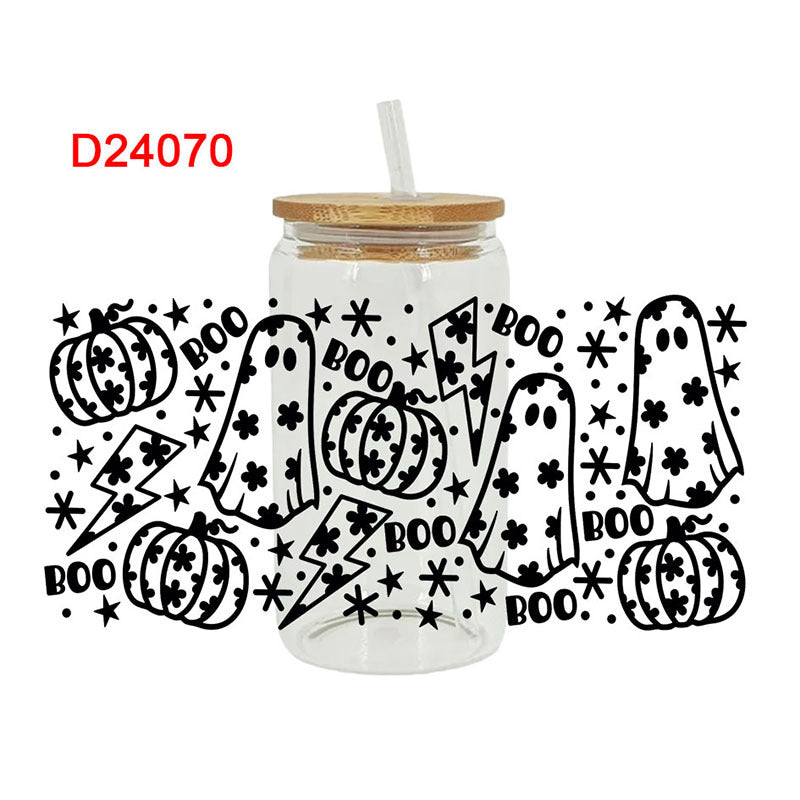 Wholesale Skeleton Bat Halloween 16oz Cup UV DTF Wraps