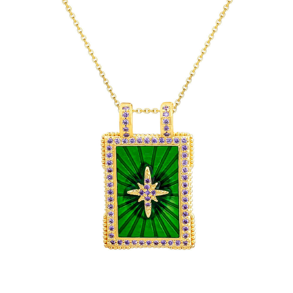 Wholesale Tarot Evil Eye Eight Pointed Star Pendant Necklace Gold Plated Copper DIY Fashion Accessory Gift Boutique Resale
