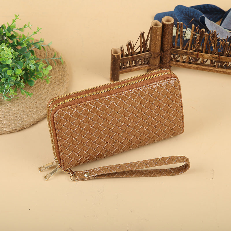 Wholesale Simple Woven Zipper Long Wallet for Women