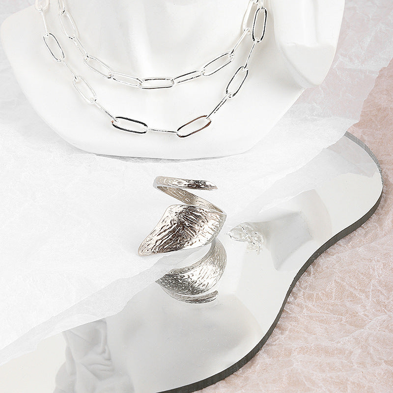 Wholesale Textured Concave and Concave Foil Wide Open Ring