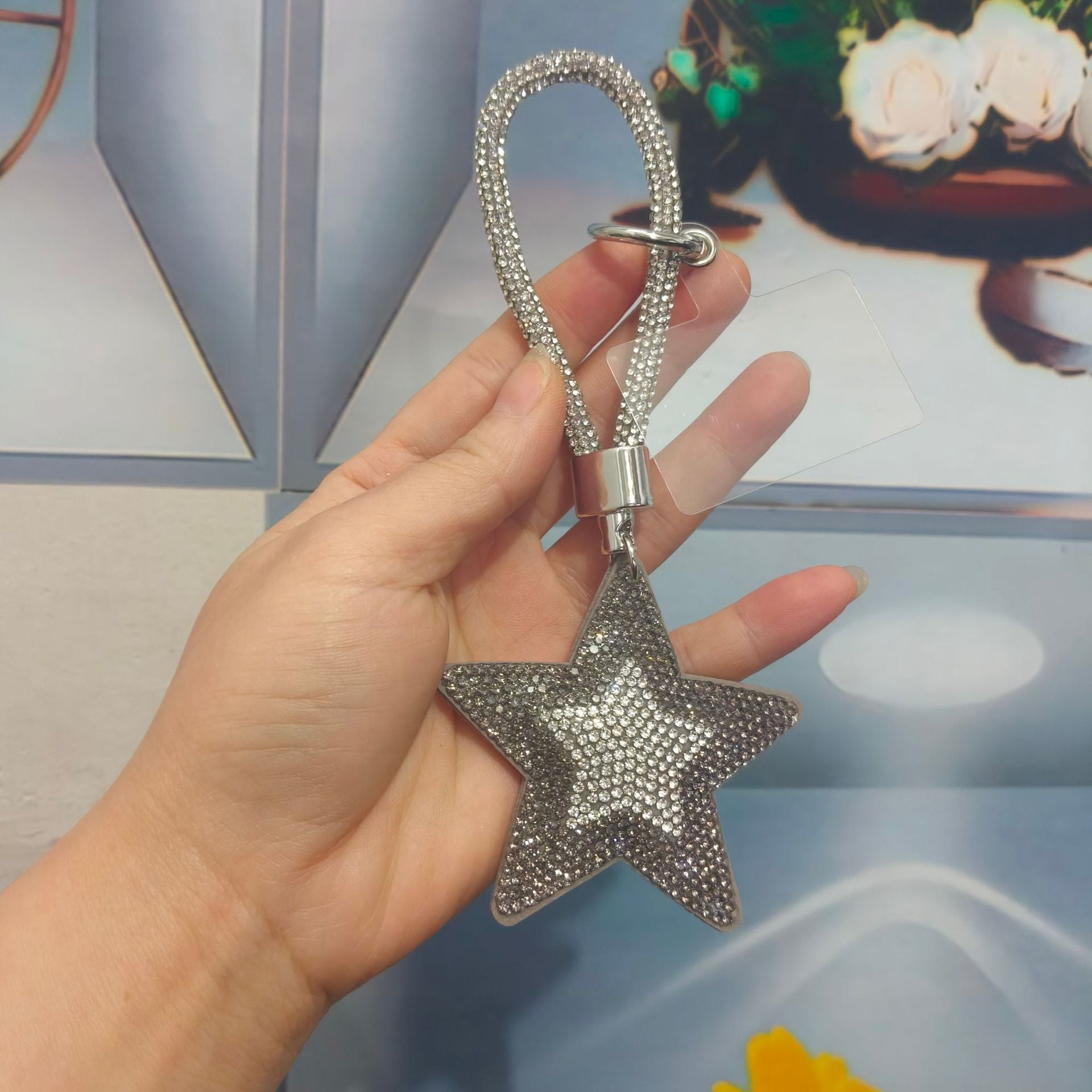 Wholesale Colorful cartoon pentagram diamond studded keychain