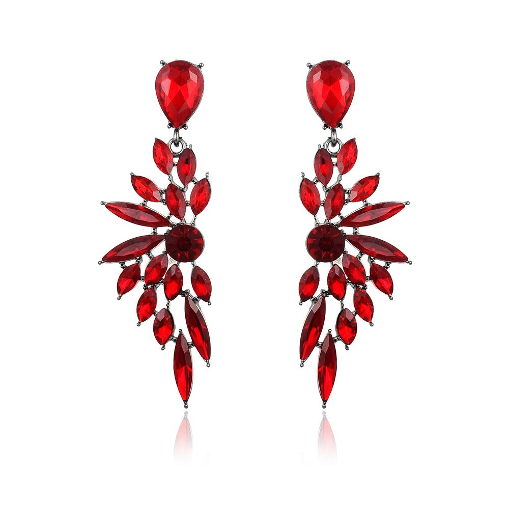 Wholesale Crystal Symmetrical Wings Zinc Alloy Earrings