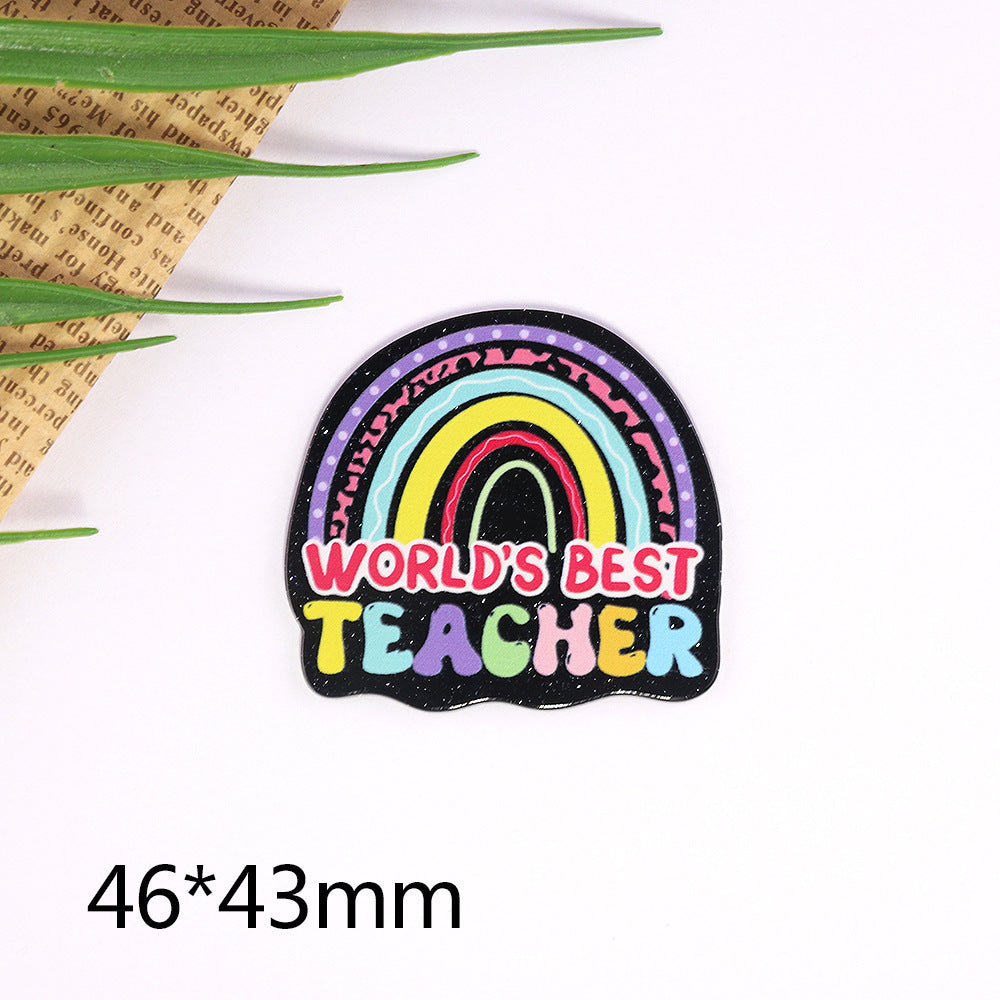 Wholesale 10pcs Cartoon Letters Rainbow Bag Acrylic Cute Things DIY Accessories FlatBack