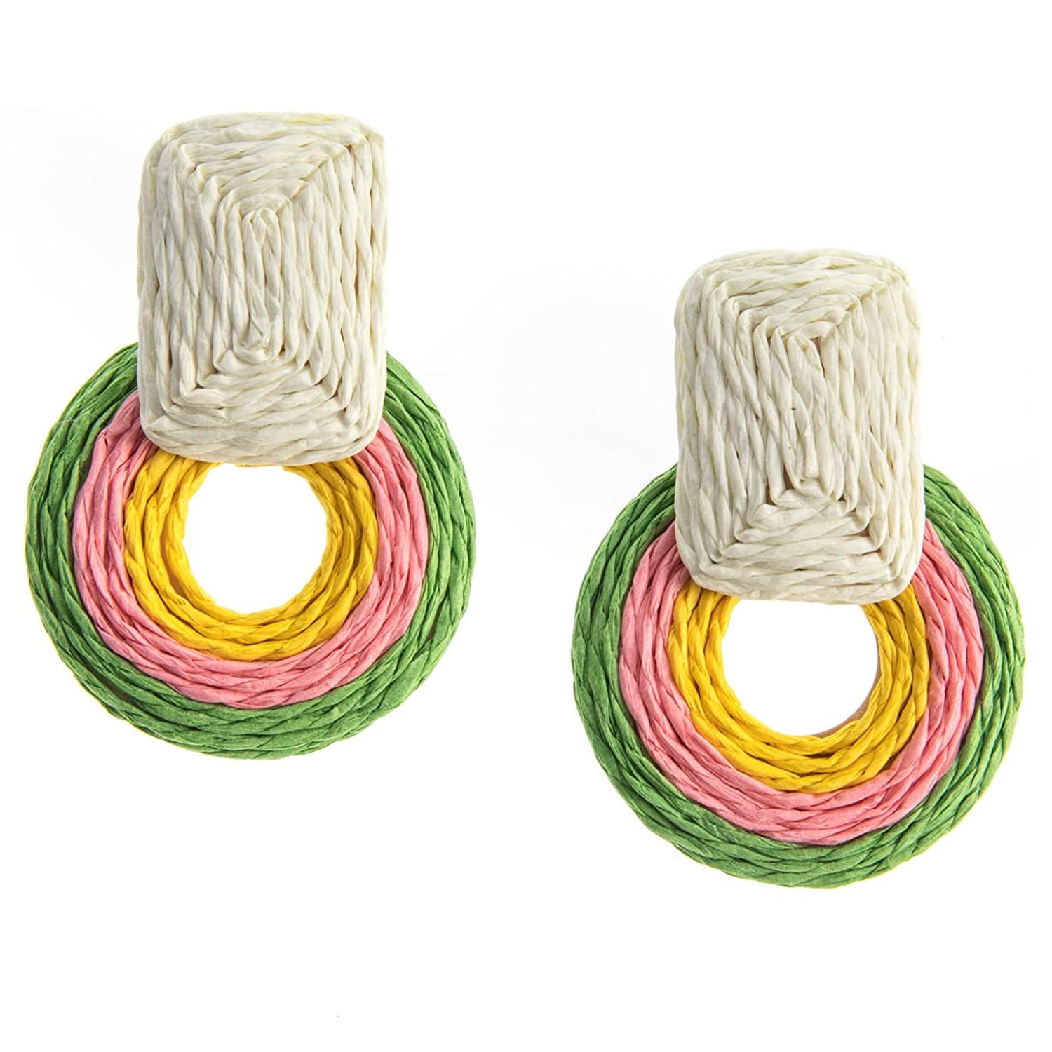 Wholesale Raffia Handmade Geometric Earrings