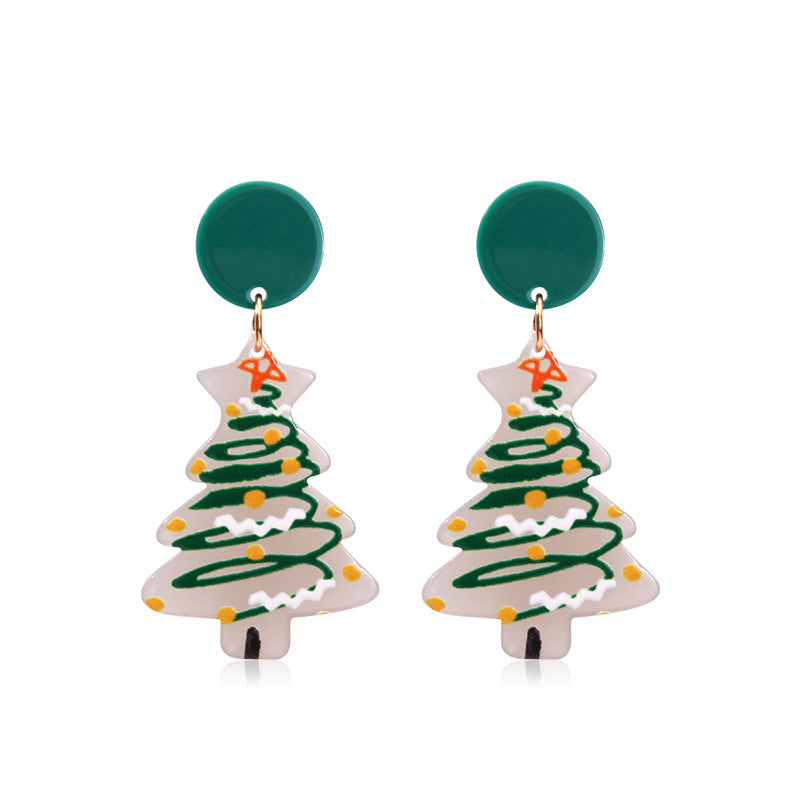 Wholesale Christmas Red Snowflake Tree Acrylic Earrings For Women Party Wear Gift
