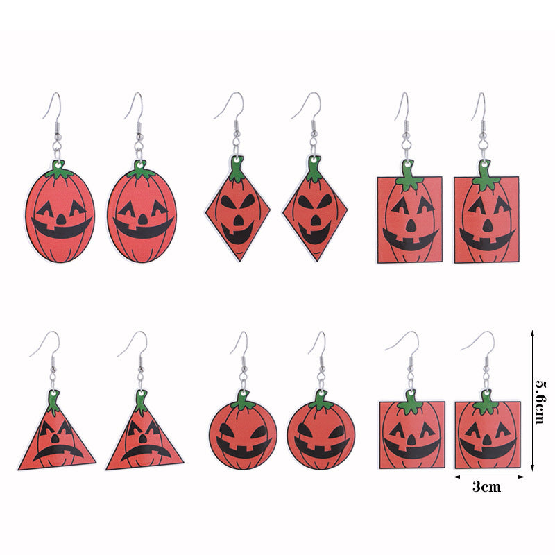 Wholesale Acrylic Pumpkin Head Luminous Earrings