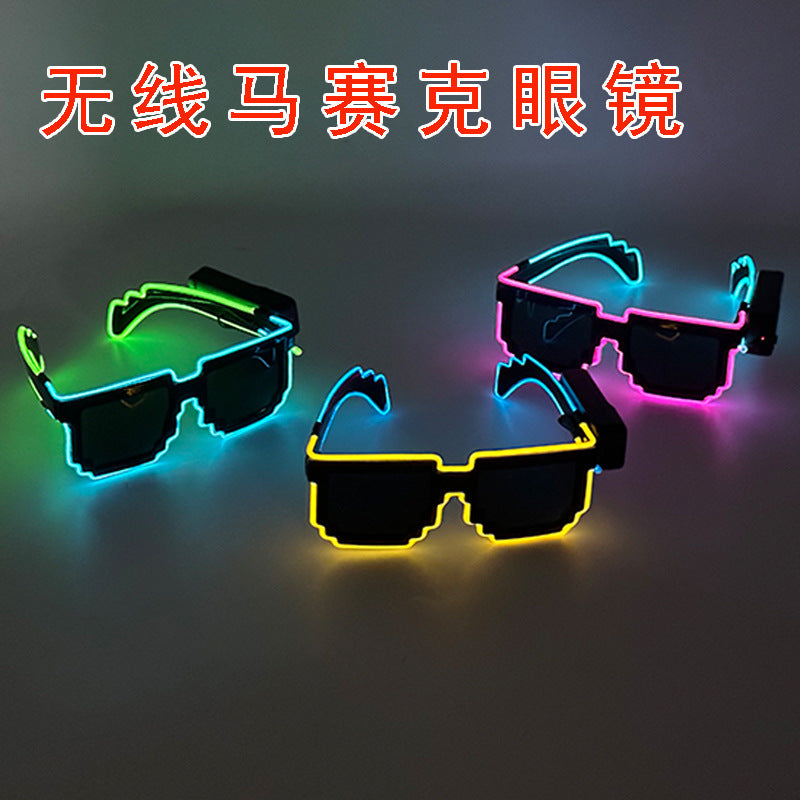 Wholesale LED wireless cool shiny mosaic luminous disco luminous sunglasses