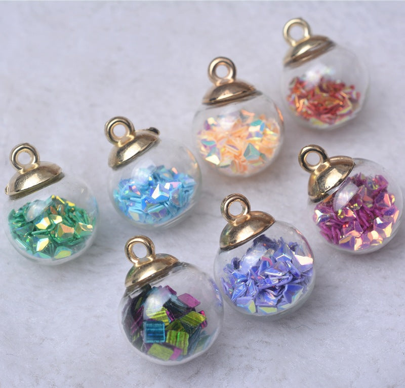 Wholesale 20pcs Alloy Glass Acrylic Small Ball Pendant DIY Handmade Jewelry Bulk Accessories Earring Accessories Key Case Pendant
