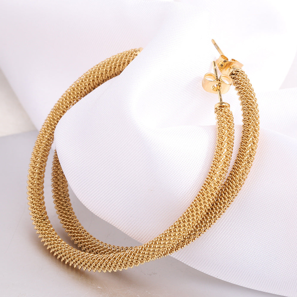 Wholesale C-shaped Stainless Steel 18K Gold Earrings with Openings