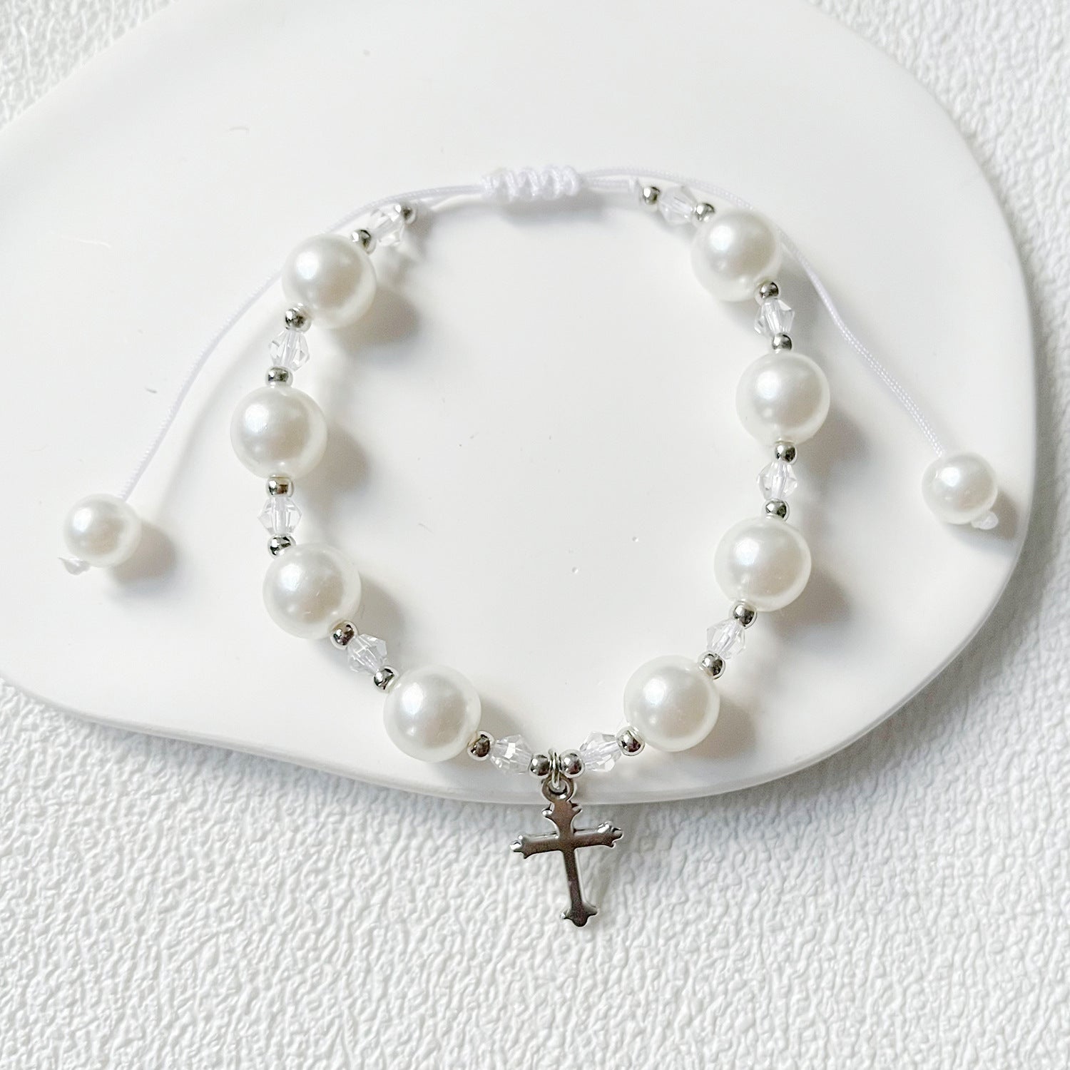 Wholesale 8mm Imitation Pearl Bracelet Cross Pendant Easter