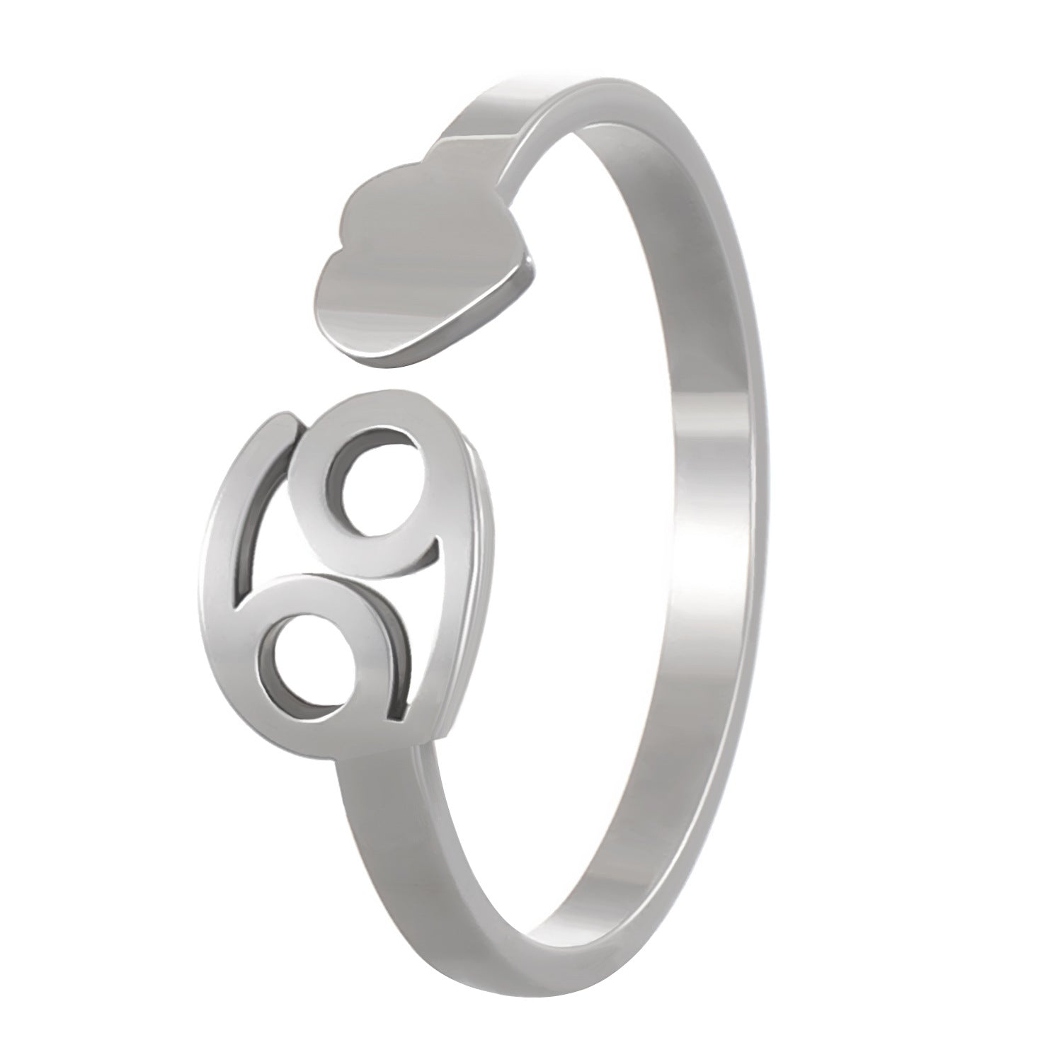 Wholesale Stainless Steel Twelve Constellations Three-dimensional Love Opening Adjustable Ring