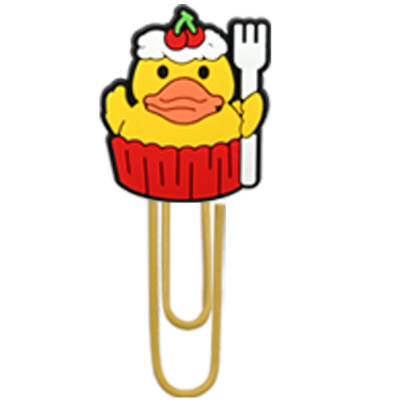 Wholesale Random 50pcs Little Yellow Duck Metal Soft Rubber Paperclip Bookmarks