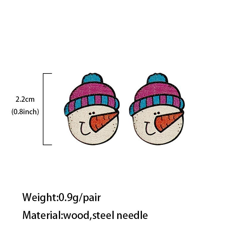 Wholesale Christmas Tree Snowman Wood Earrings