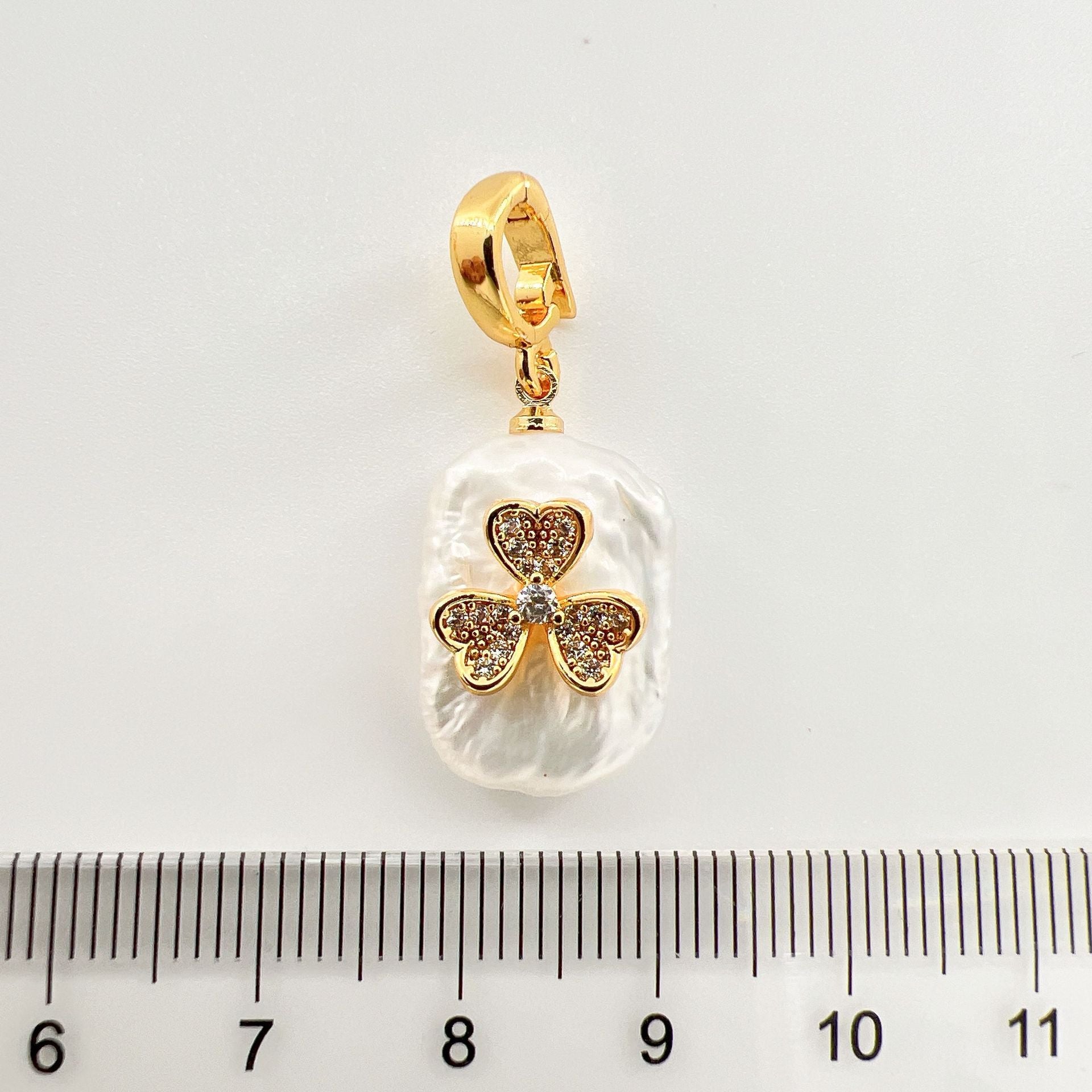 Wholesale Copper gold plated inlaid pearl shell cross butterfly heart pendant