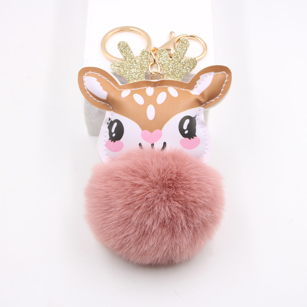 Wholesale Cute Plush Fawn Keychain Cartoon Deer Bag Charm Pendant Christmas Gift Car Key Accessory