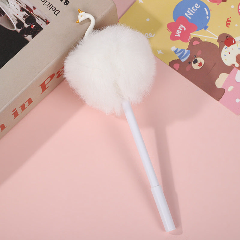 Wholesale Swan Fur Ball Plastic Gel Pen