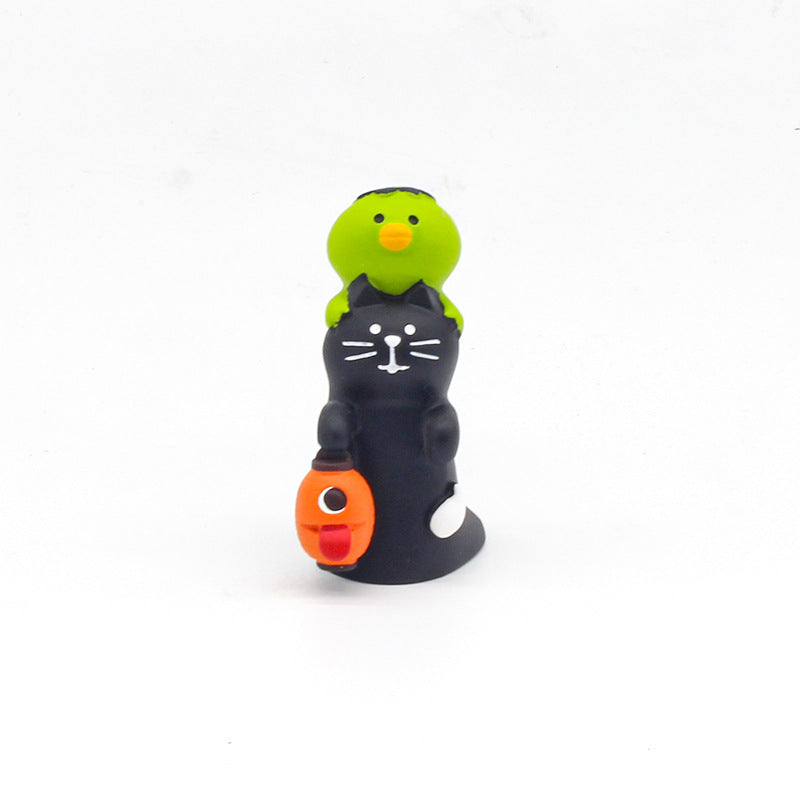 Wholesale  Themed Clown Cat Pumpkin Miniature Resin Scene Ornament For Home Decor Gift
