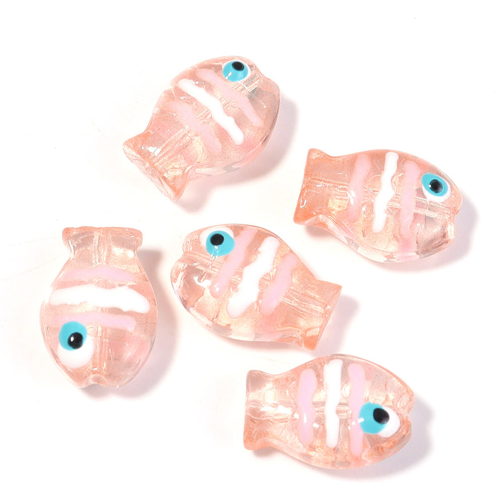 Wholesale 10pcs Ocean Cute Glass Hand-Painted Fish Beads