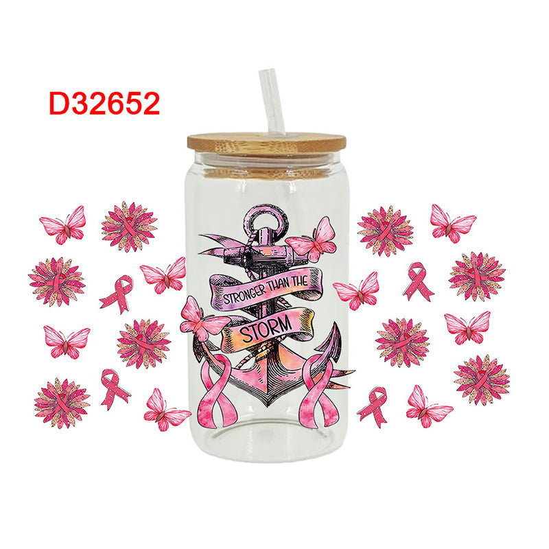 Wholesale Pink Love Butterfly 16oz Cup UV DTF Wraps