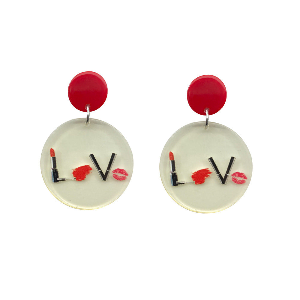Wholesale Valentine' s Day heart-shaped letter acrylic earrings
