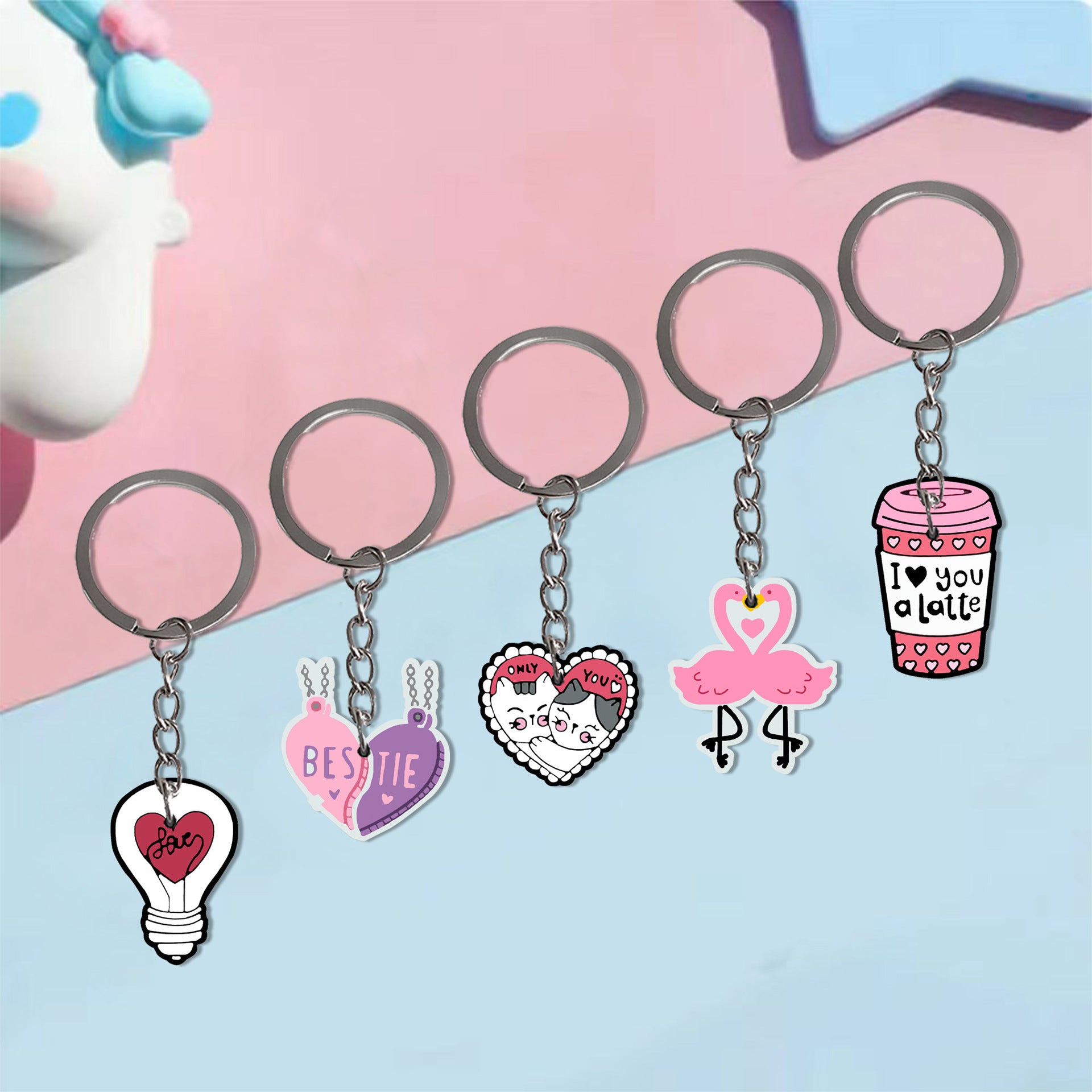Wholesale 50PCS Pink Valentine's Day PVC Keychain
