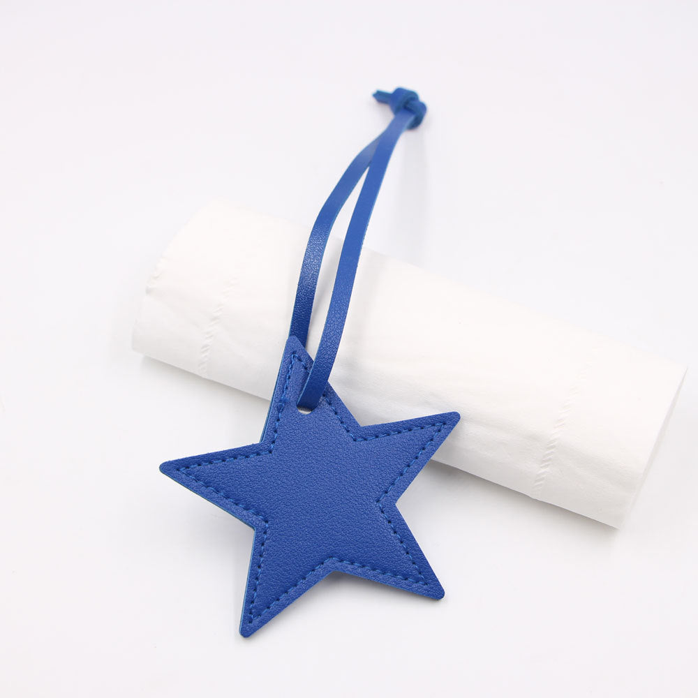 Wholesale Black PU Leather Star Bag Charm Five Point Star Pendant Lanyard Everyday Decorative Accessory For Handbags Boutique Resale