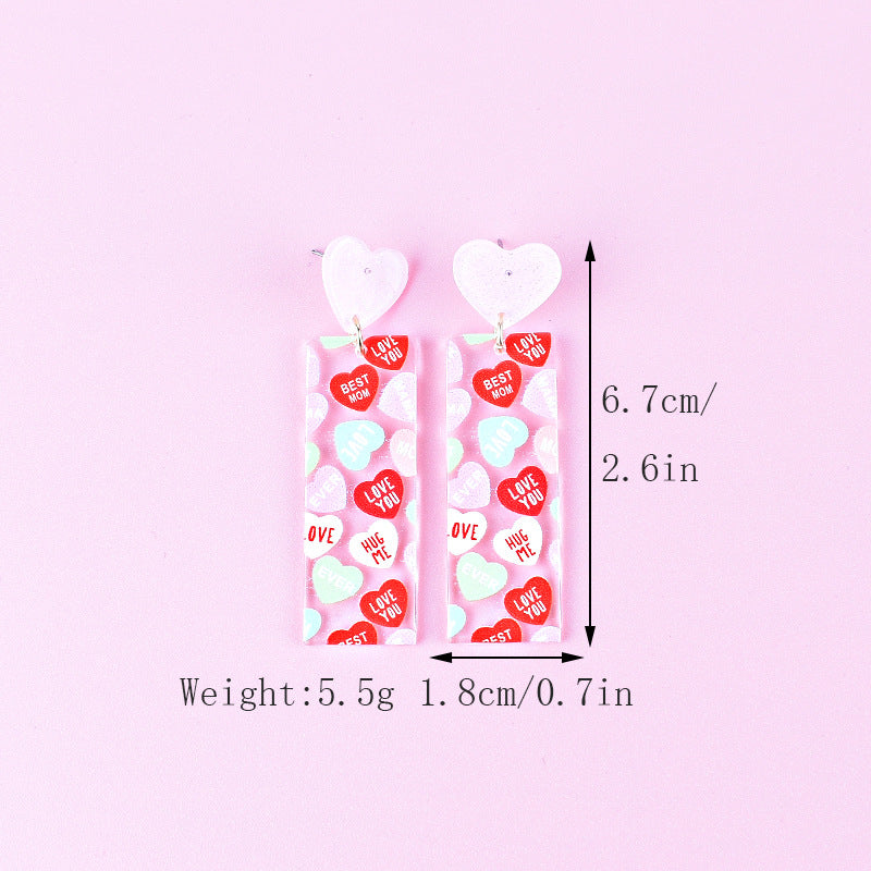 Wholesale Mother's Day Love MOM Letter Women's Heart Shaped Gift LOVE Earrings