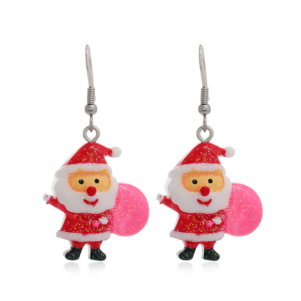 Wholesale Santa Claus Elk Snowflake Resin Earrings