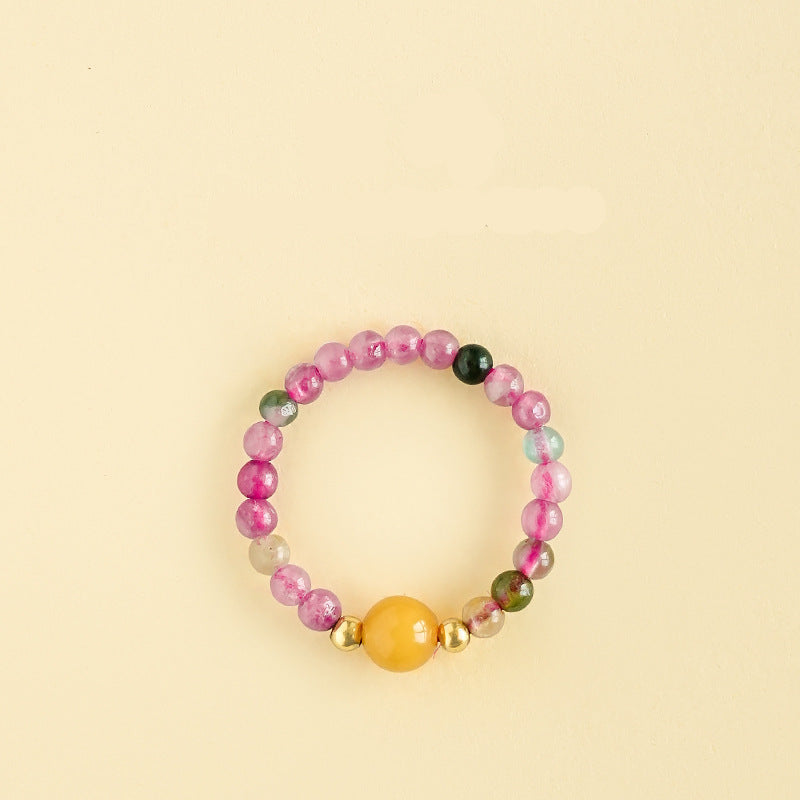 Wholesale Natural South Red Jade Agate Pearl Garnet Amethyst Ring