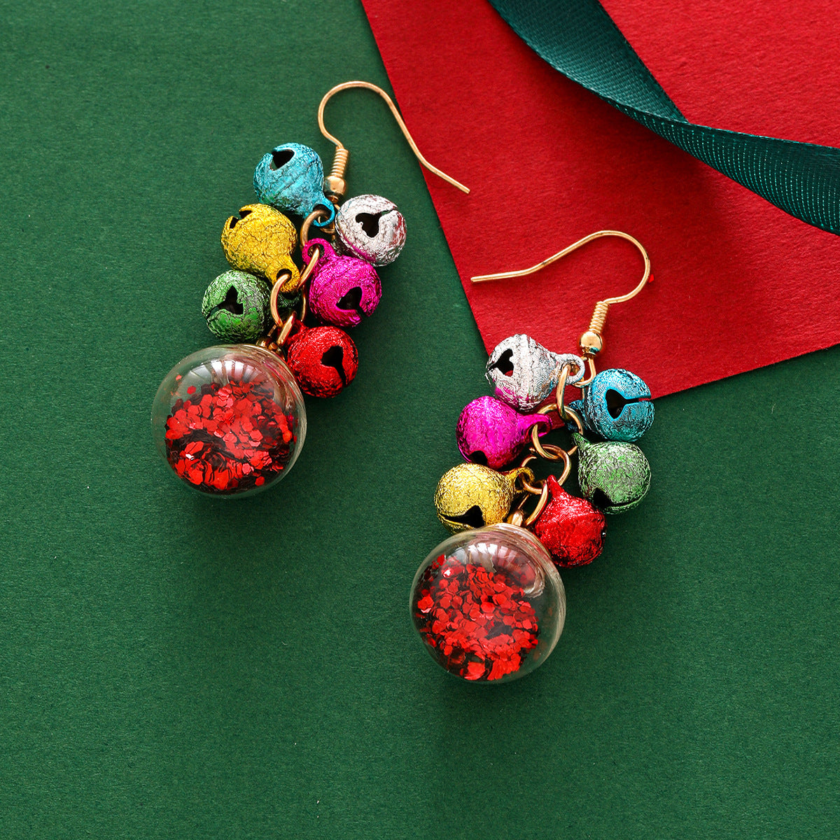 Wholesale Christmas Color Earrings Fashion All-match Creative Simple Multi-color Bell Tassel Earrings Christmas Carnival Earrings