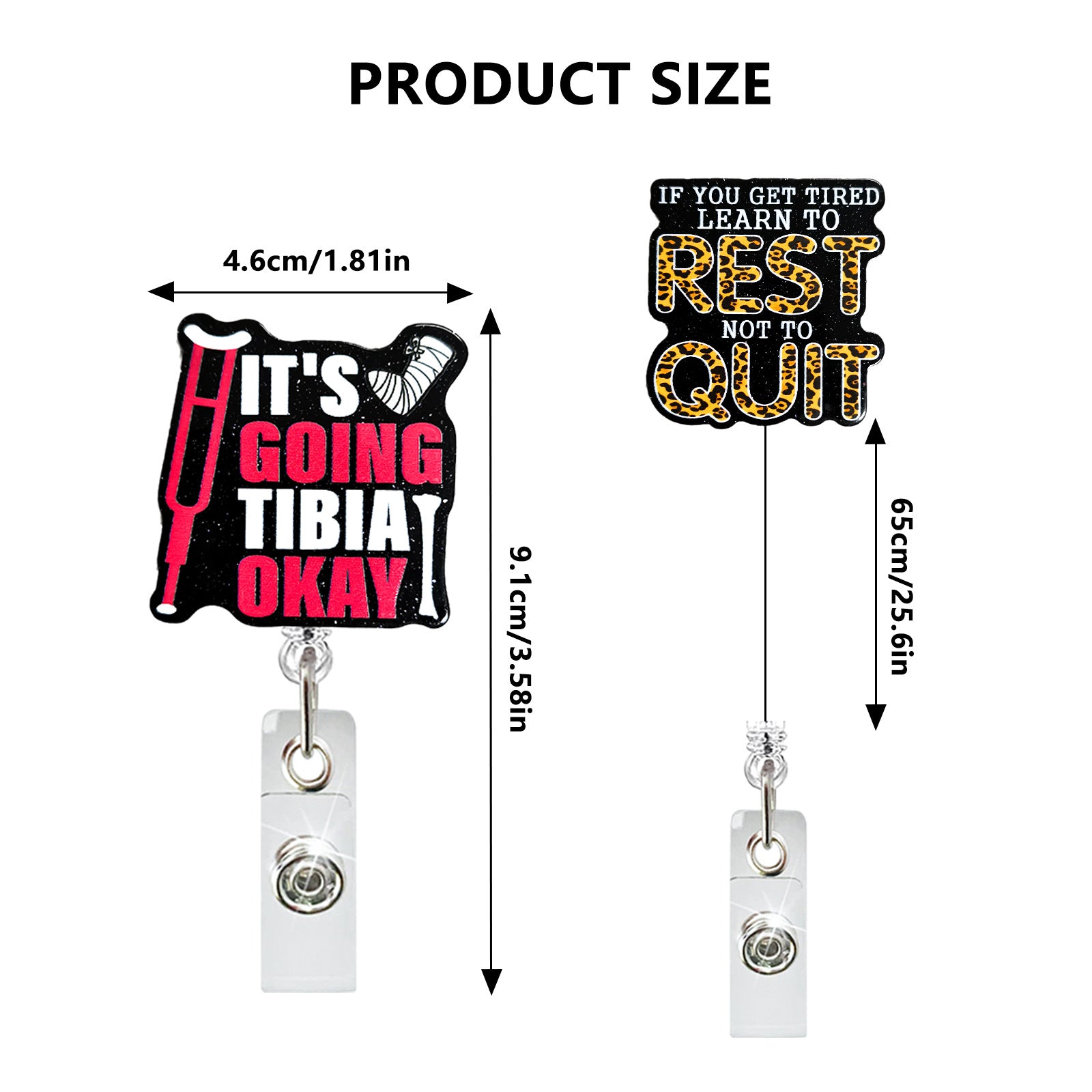 Wholesale Glitter acrylic skeleton finger retractable badge