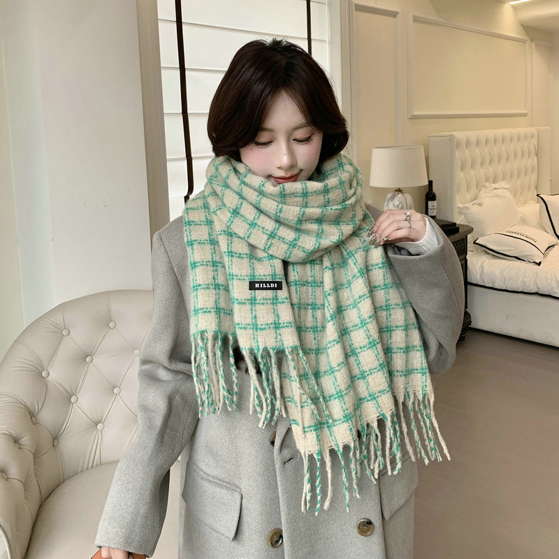 Wholesale Antique Plaid Tassel Polyester Scarf