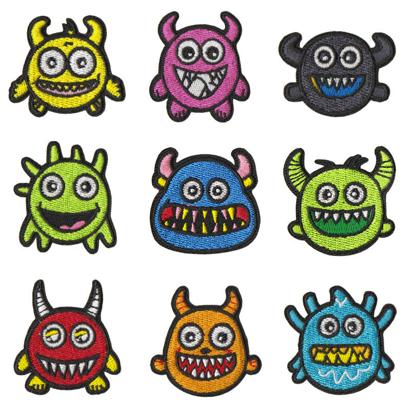 Wholesale 9 Piece Monster Graffiti Embroidered Patches For DIY Clothing Bags Iron On Decorative Fashion Gift