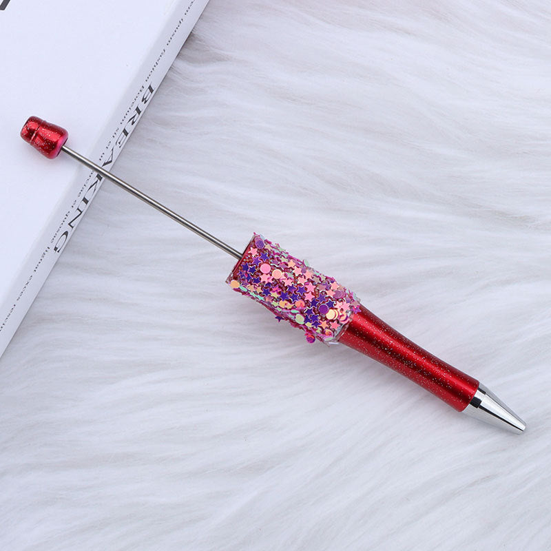 Wholesale 50pcs DIY sequins beaded pen in tock five-pointed star  creative cute beaded ballpoint pen stickers  cute pen