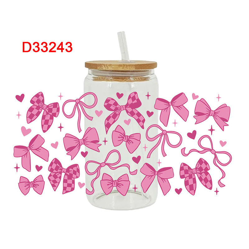 Wholesale Uv Transfer Sticker Glass strawberry Cup Crystal Sticker 16oz Cup UV DTF Wraps