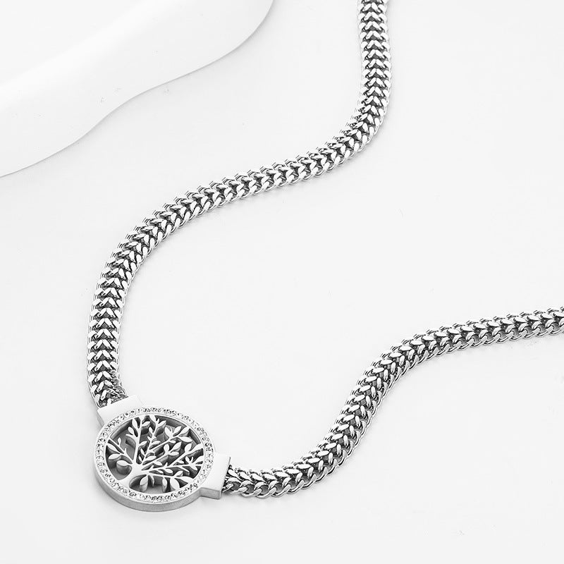 Wholesale Tree of Life Stainless Steel Double Layer Necklace