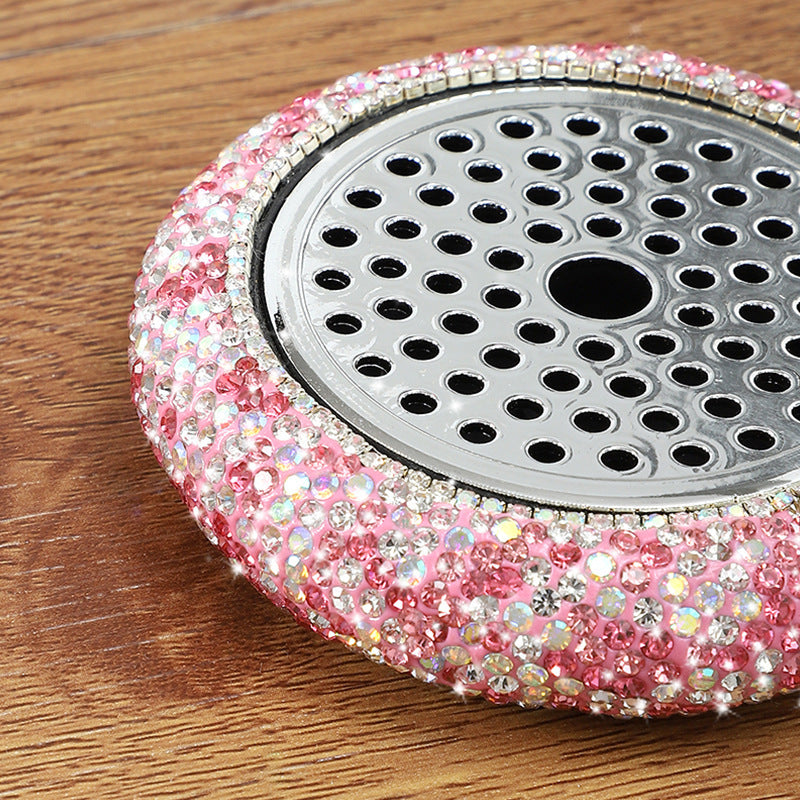 Wholesale Baby's Breath Car Ornament Base Diamond-encrusted Metal Aromatherapy Box