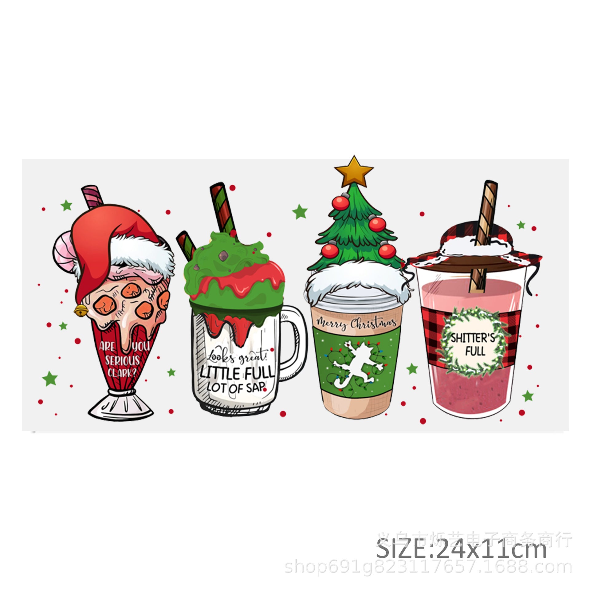 Wholesale Christmas  Snowman Drink  16oz Cup UV DTF Wraps