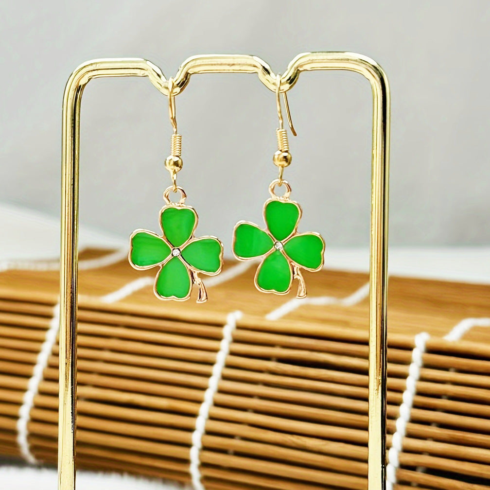 Wholesale St.  Patrick' s Day Four-Leaf Clover Earrings