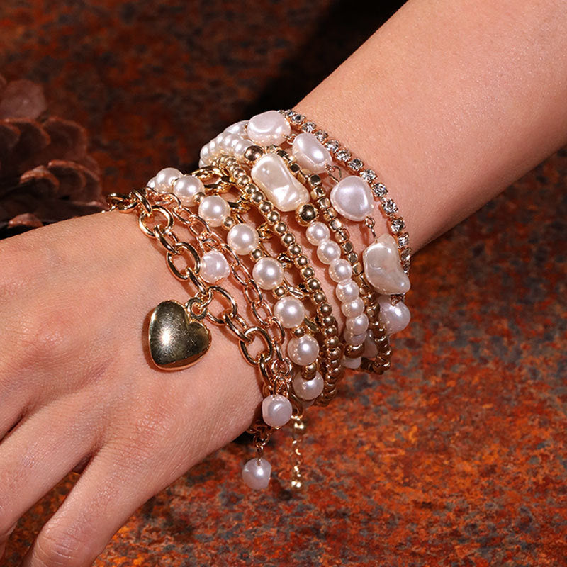 Wholesale Love Pendant Pearl Fashion Retro Niche Charm Bead Bracelet