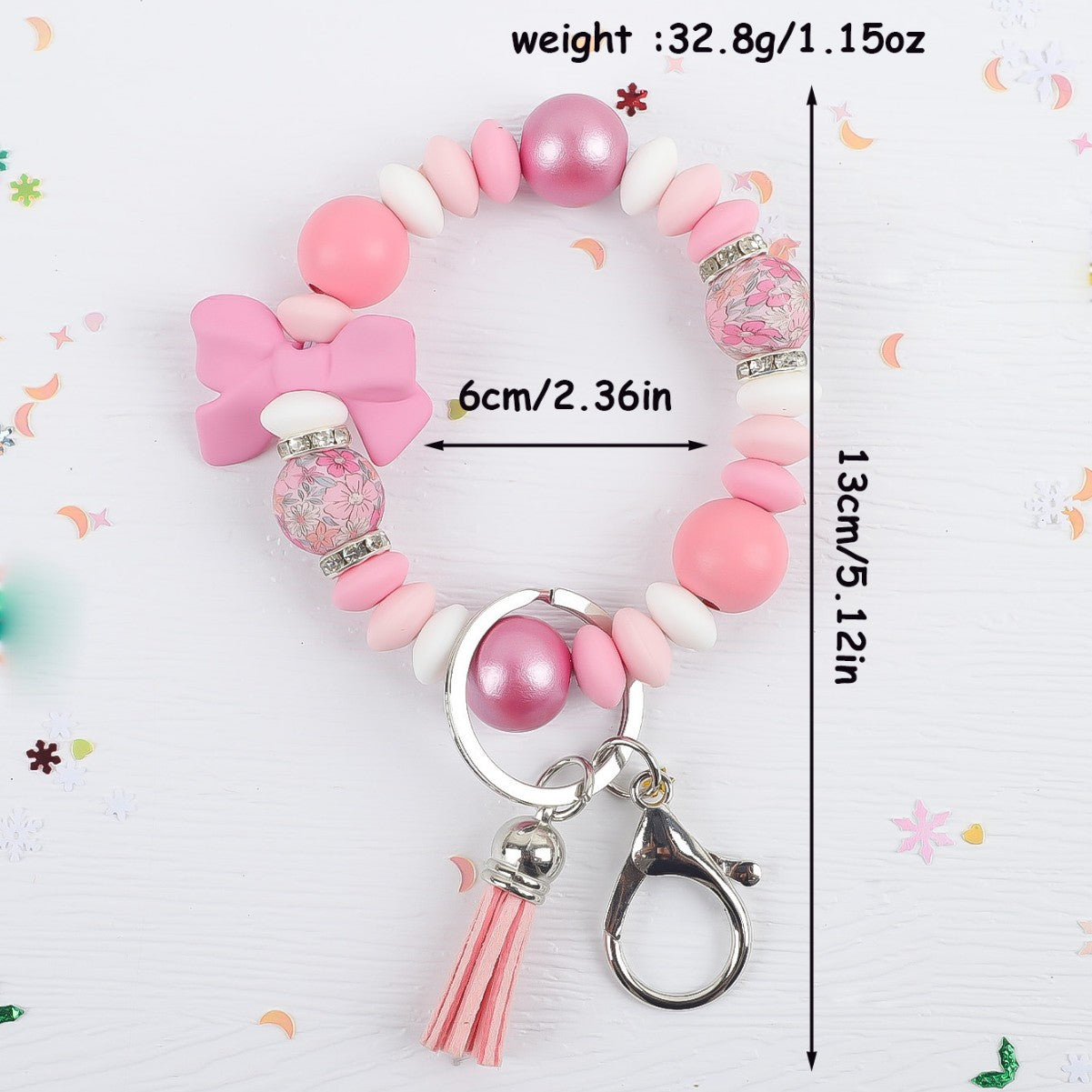 Wholesale silicone bead Wrist keychain pendant bag charm bow accessory