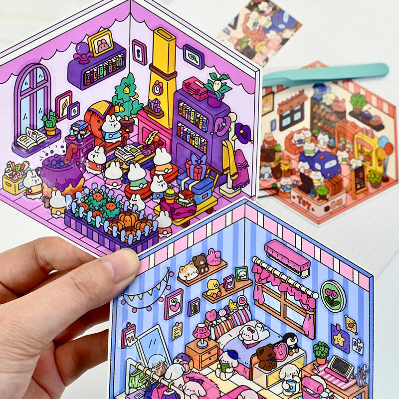 Wholesale decompression miniature scene 2.5D sticker refrigerator magnet