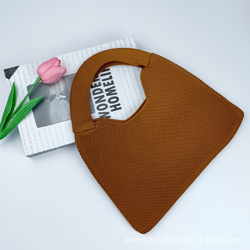 Wholesale Small solid color diamond woven bag, waffle texture knitted bag, checkerboard shoulder bag