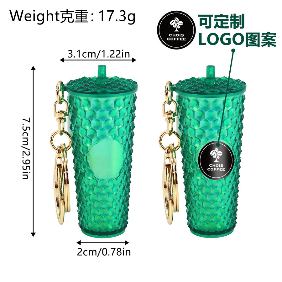 Wholesale Diamond Durian Cup Keychain American Colorful Gradient Durian Cup Pendant Straw Diamond Cup Hanging Ornament